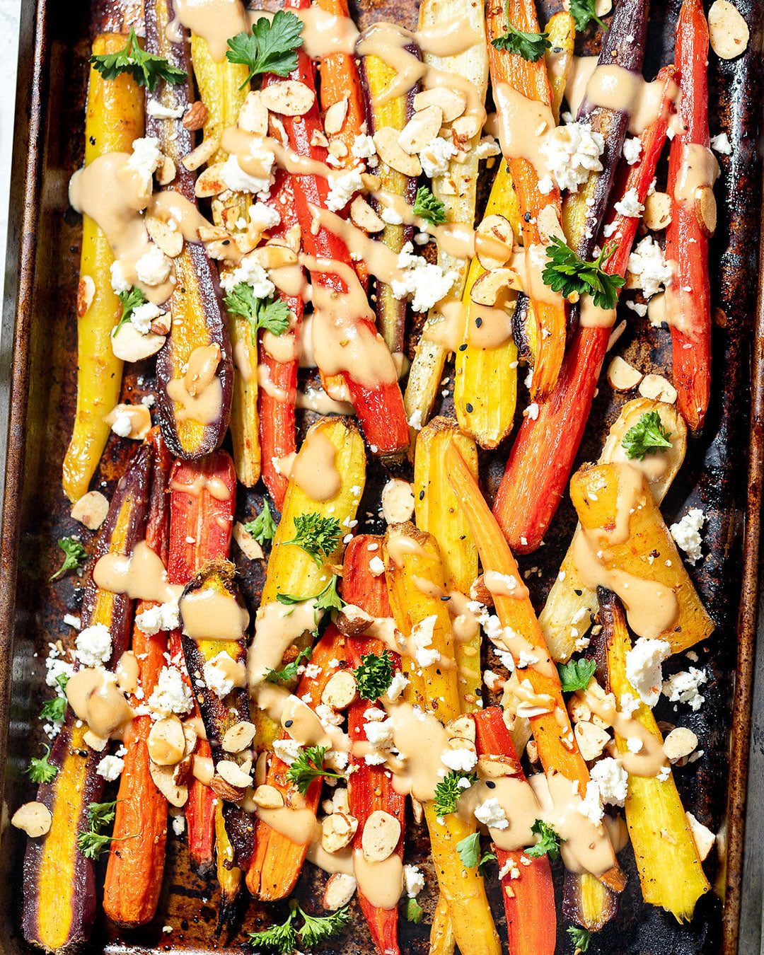 Roasted Carrots with Maple Tahini Dressing 
