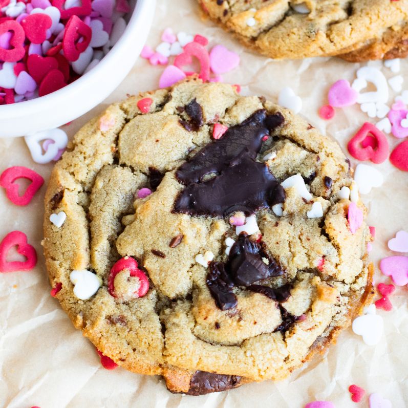 Valentine's Day Tahini Chocolate Chip Cookies
