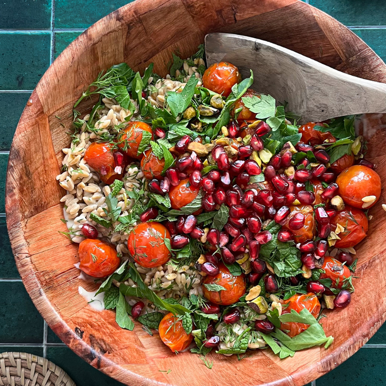 Warm Rice Salad with Creamy Tahini Dressing