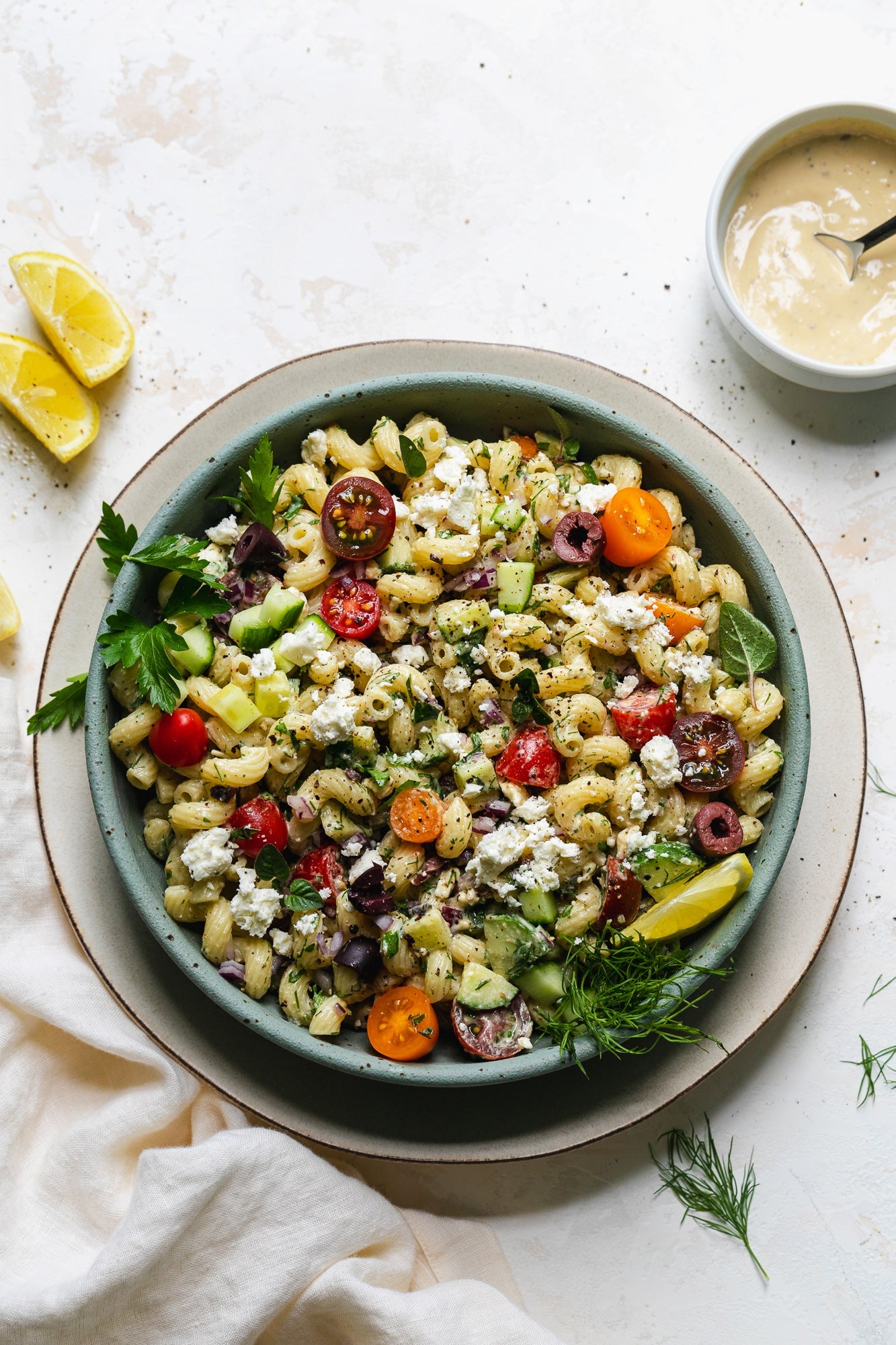 Greek Tahini Pasta Salad