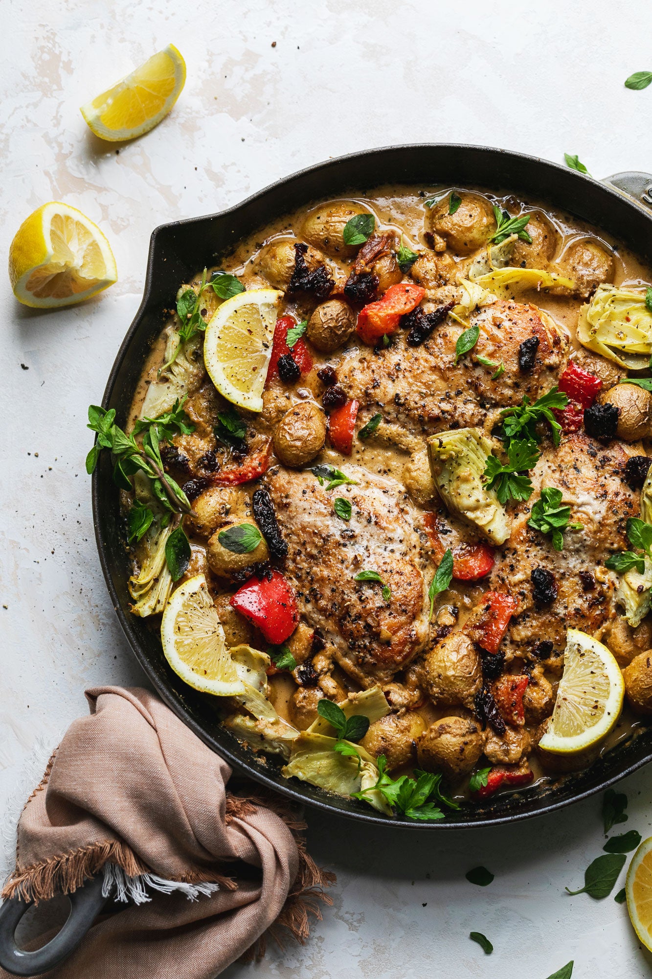 One-Pan Mediterranean Chicken and Potatoes Skillet