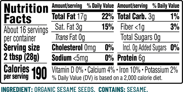 Max Sesame | Pure Sesame Tahini - Organic Sesame Tahini made with 100%  Pure, Whole, Unhulled, Organic, Sprouted Sesame Seeds without any  Additives