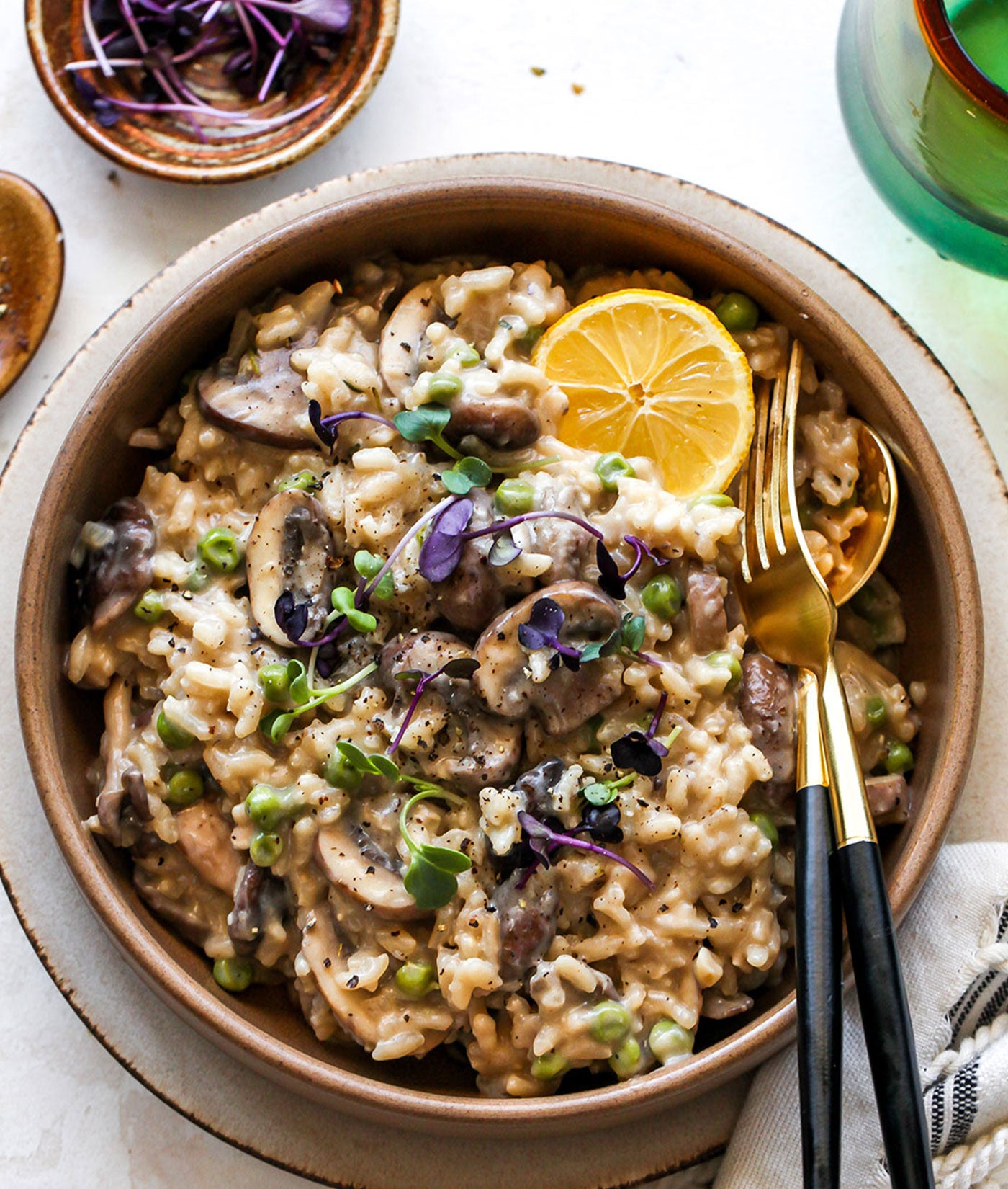 Vegan Tahini Mushroom Risotto