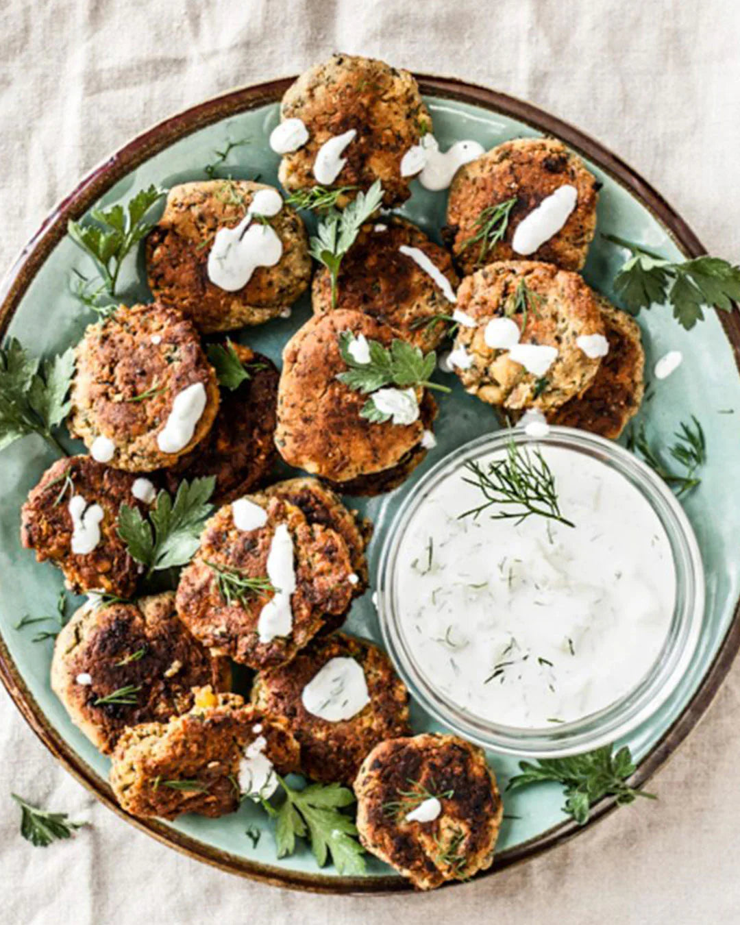 Eggplant Falafel with Tzatziki