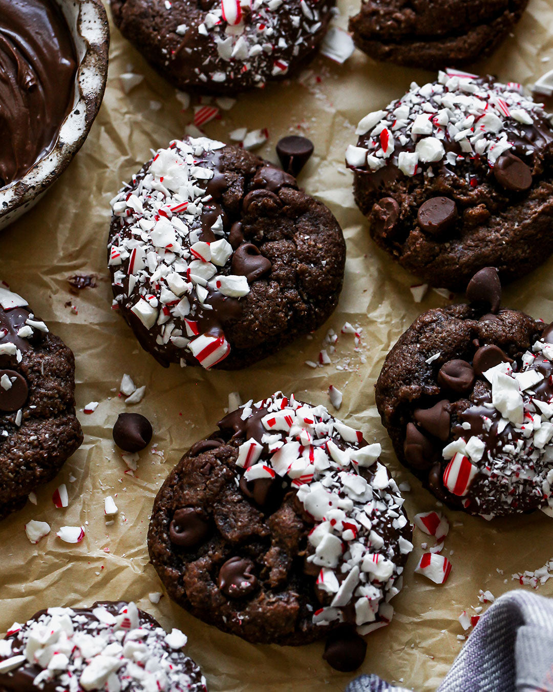 Chocolate Peppermint Tahini Cookies