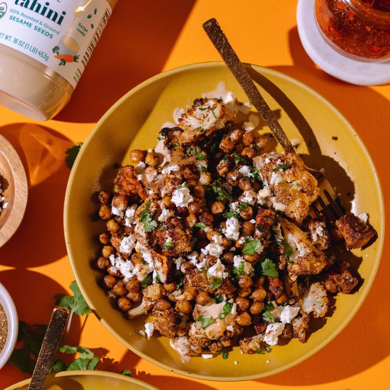 Roasted Za’atar Veggies with Tahini Chili Oil Dressing