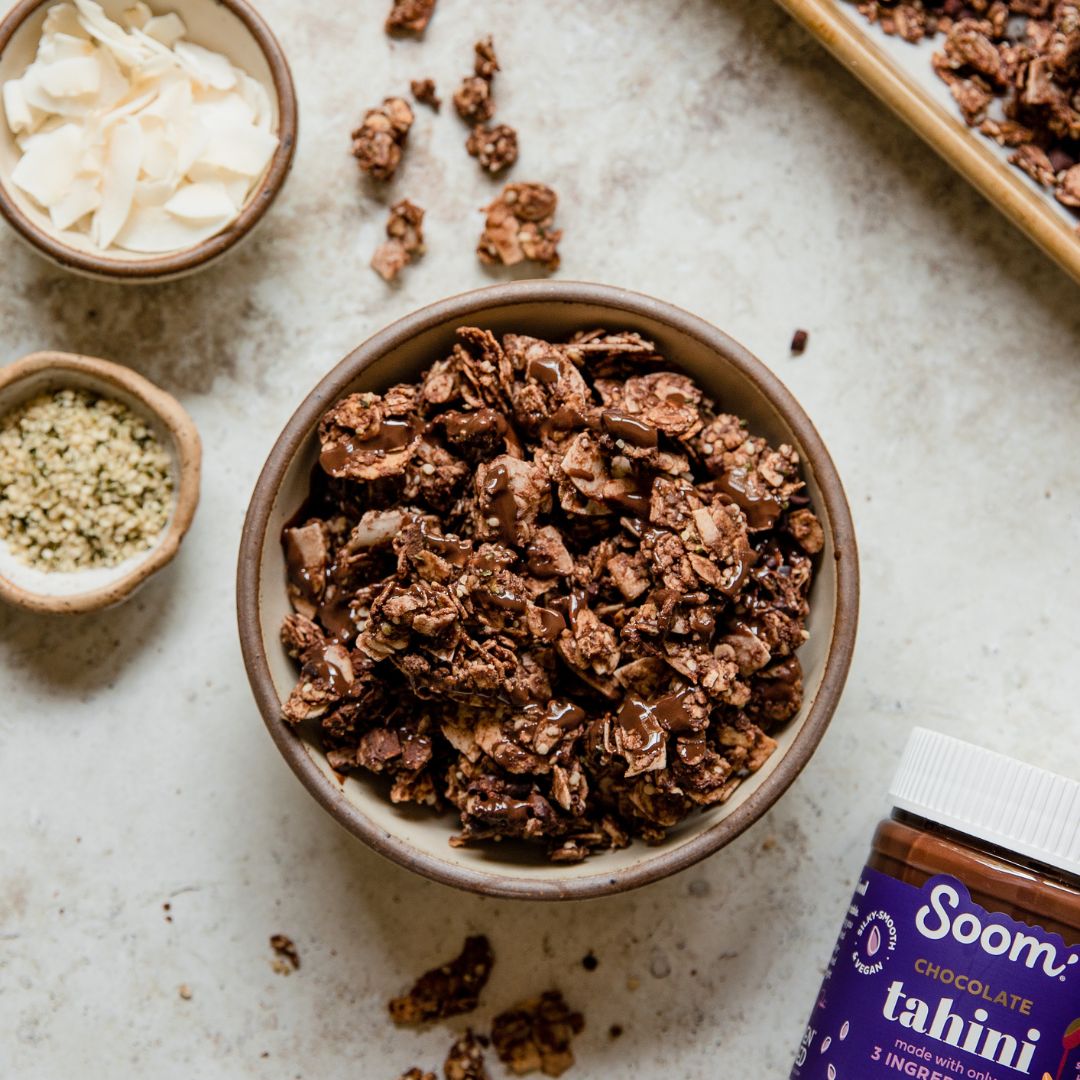 Chocolate Tahini Coconut Granola