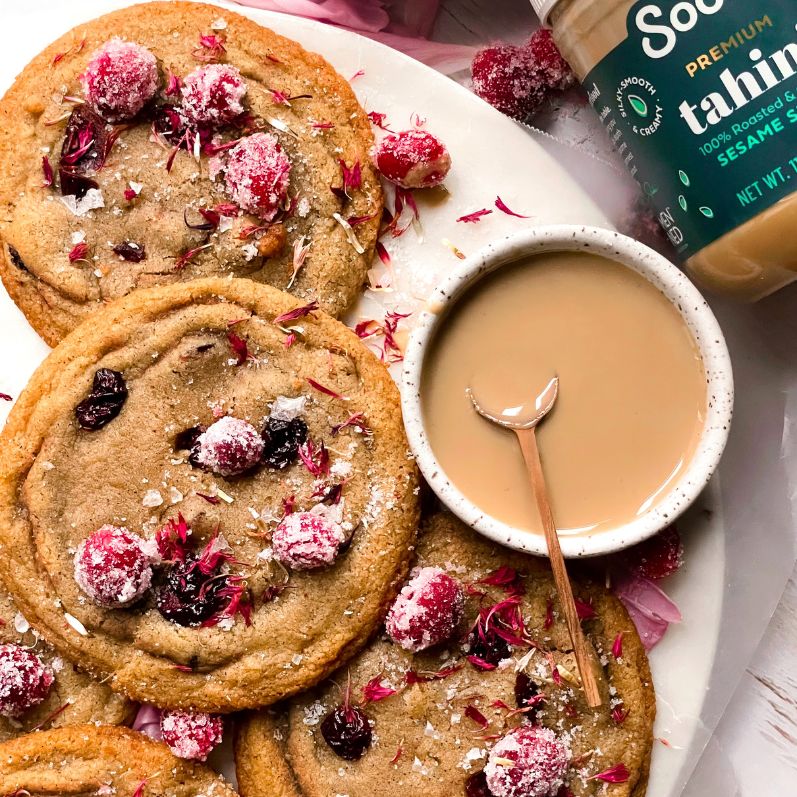 Brown Butter Tahini Cranberry Cookies 