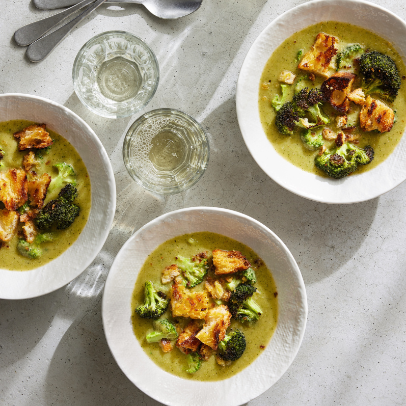 Broccoli Soup with Smoked Paprika & Big Croutons