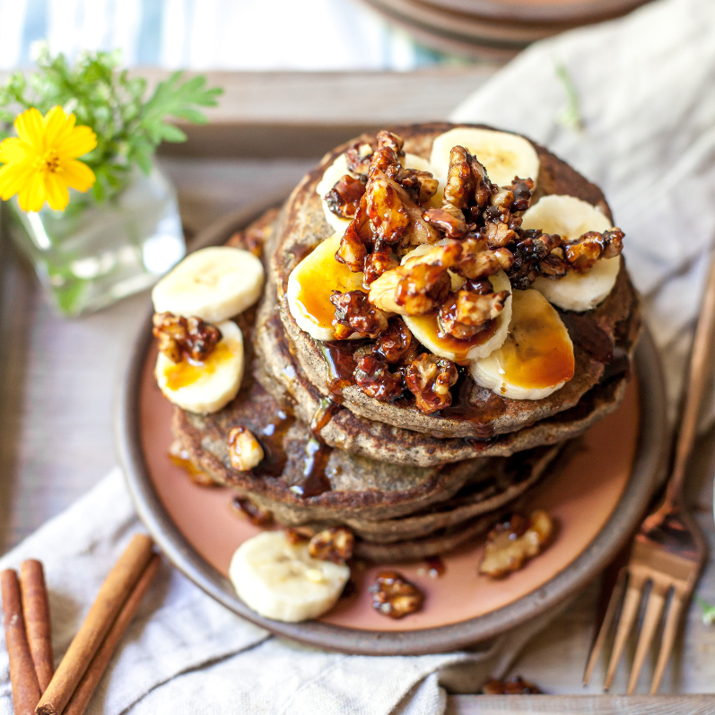 Buckwheat Banana Bread Pancakes 