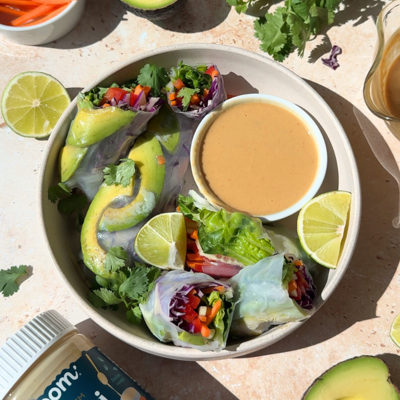 Fresh Spring Rolls with Sesame Ginger Sauce