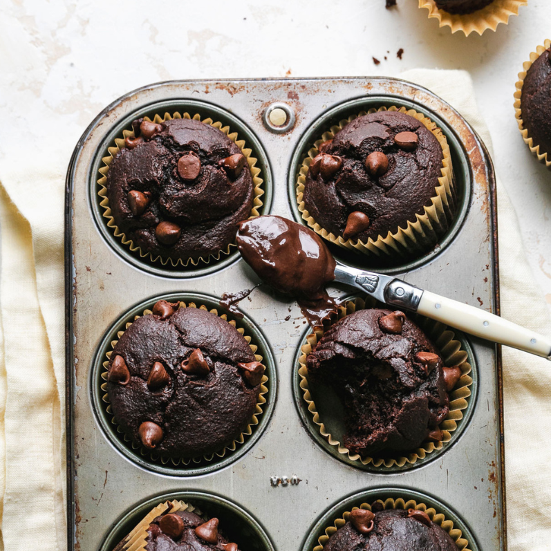 Double Chocolate Banana Muffins