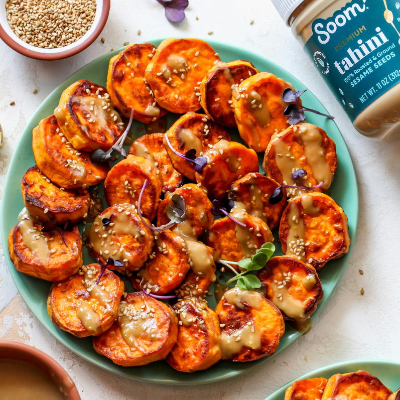 Roasted Sweet Potatoes with Miso Tahini Sauce