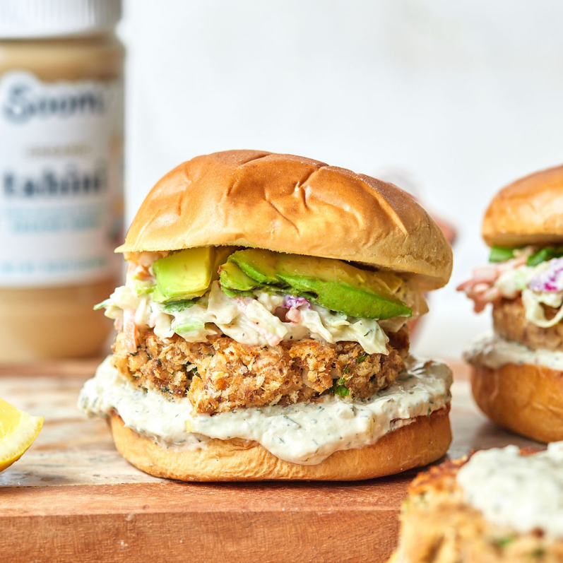 Pan-Fried Tahini Salmon Burgers