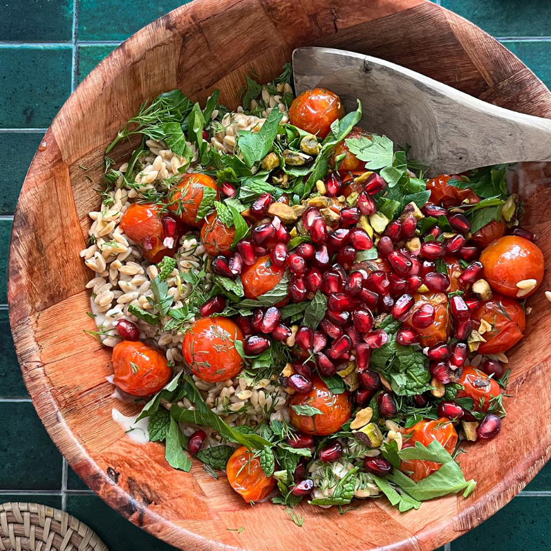 Warm Grain Salad with Creamy Tahini Dressing