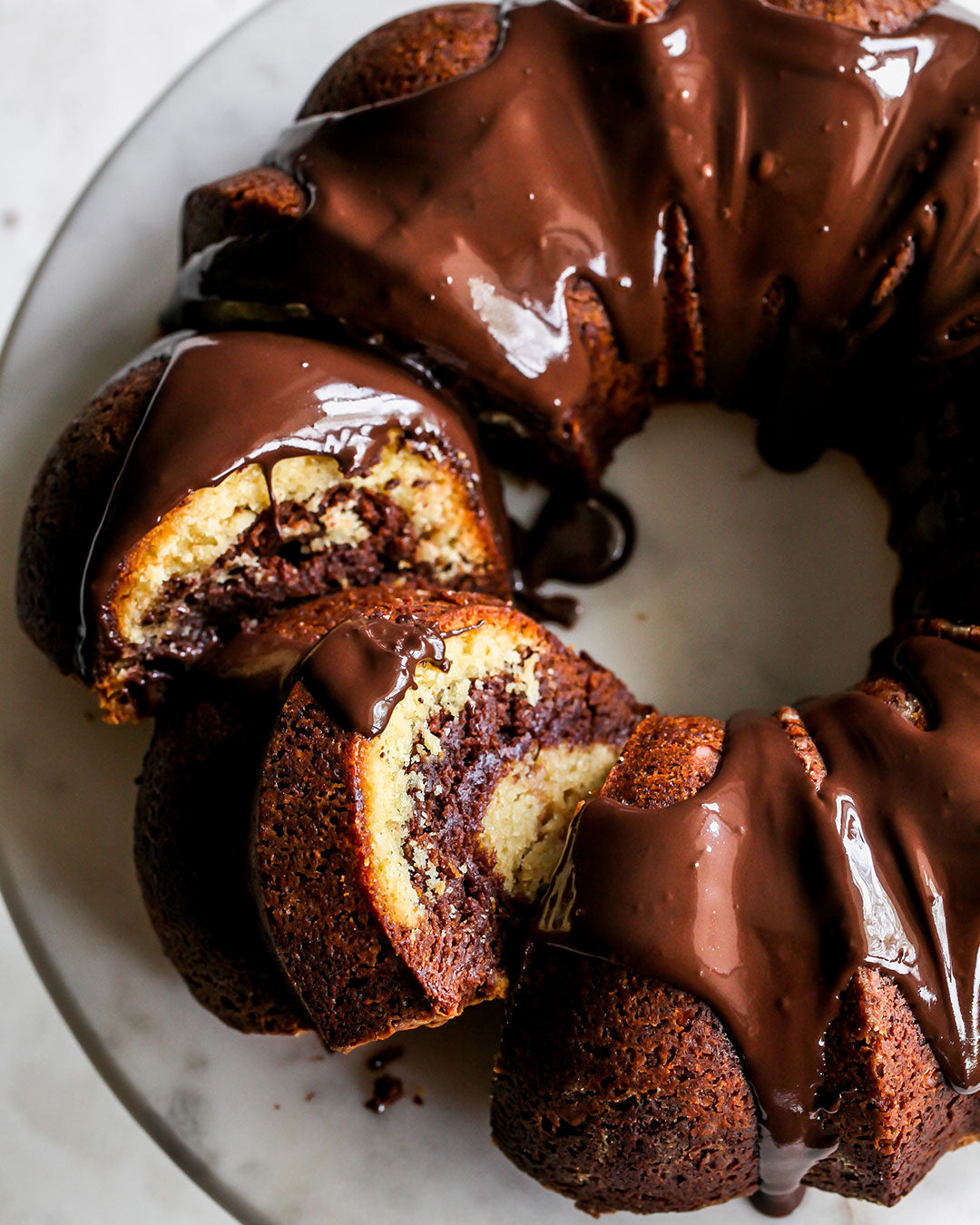 Dark Chocolate Tahini Swirl Bundt Cake