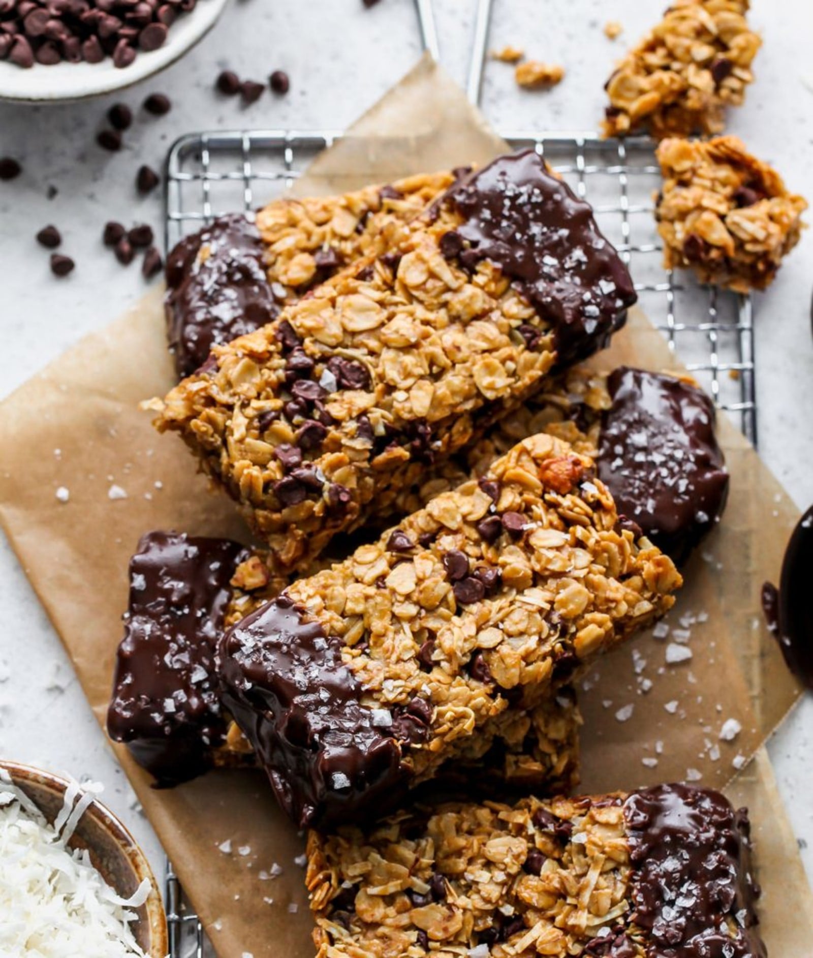 Chocolate Chip Coconut Tahini Granola Bars
