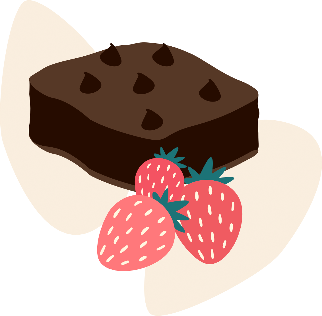 brownies and strawberries illustration