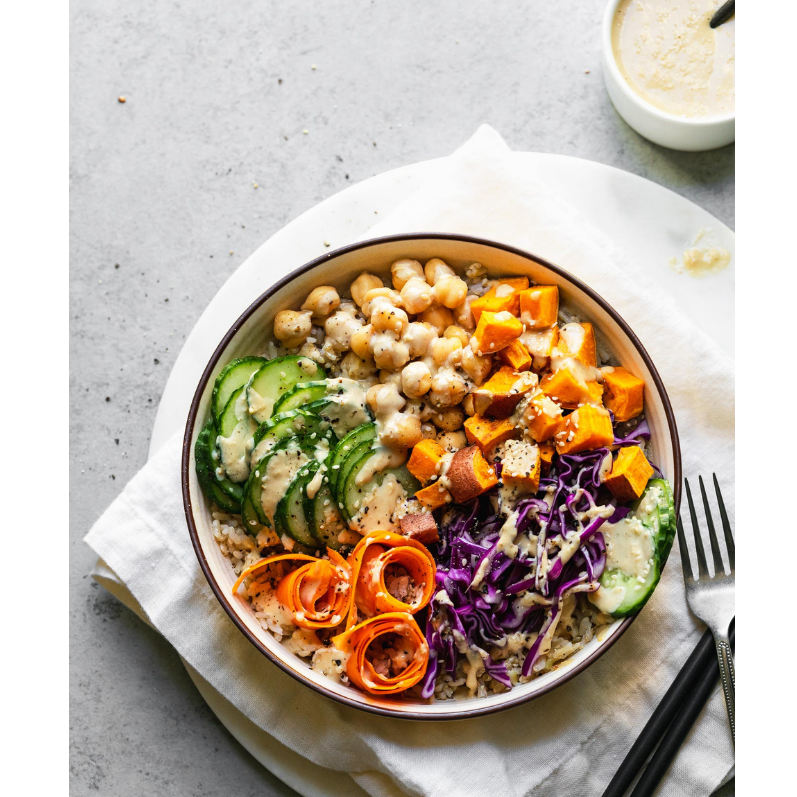 tahini bowl with veggies